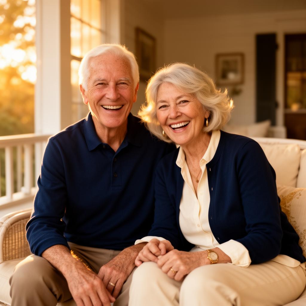Smiling senior couple at home